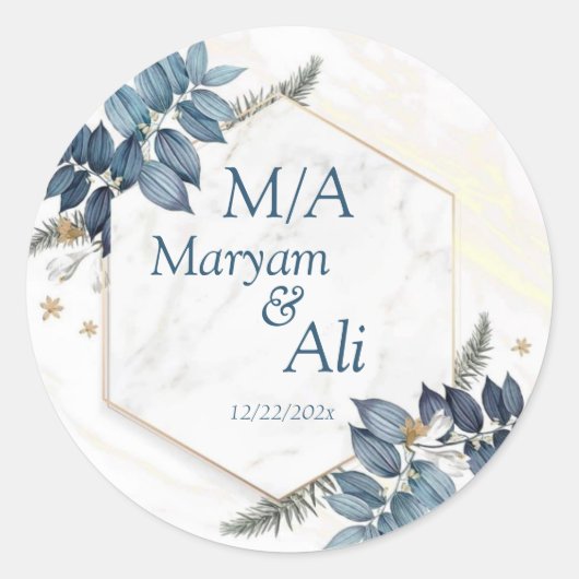 Sticker Rond Illustration de congé du cadre d'or Hexagon (Devant)