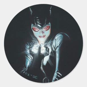 Sticker Rond Illustration de couverture de Batman Catwoman Face