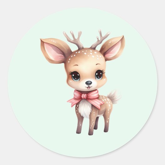 Sticker Rond Illustration de dessin animé de cerfs de bébés mig (Devant)