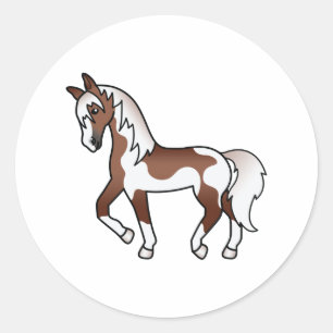 Sticker Rond Illustration de dessin animé de cheval trottant Pi