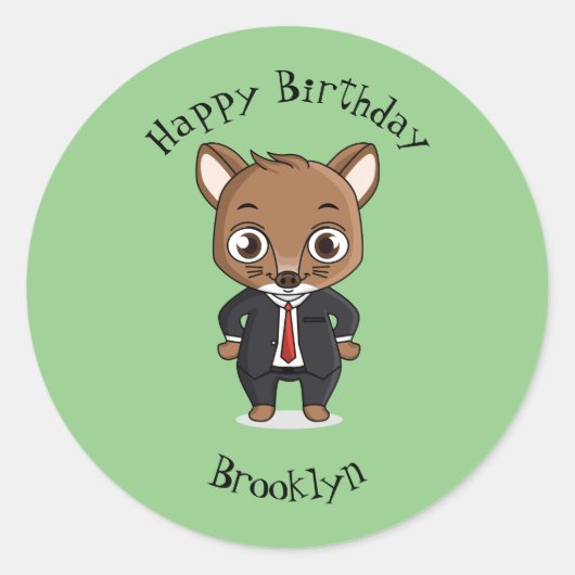 Sticker Rond Illustration de dessin animé de rat mignon (Devant)