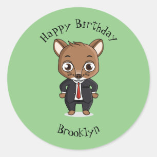 Sticker Rond Illustration de dessin animé de rat mignon