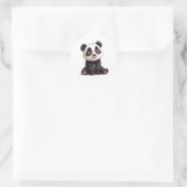 Sticker Rond Illustration de dessin animé d'ours panda assis (Sac)