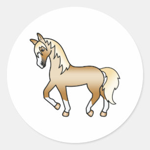 Sticker Rond Illustration de dessin animé mignon de cheval trot