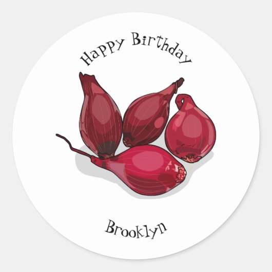 Sticker Rond Illustration de dessin animé Shallot (Devant)