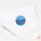 Sticker Rond Illustration de dessin animé sur la baleine mignon (Enveloppe)