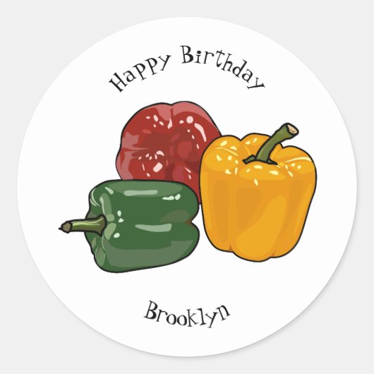 Sticker Rond Illustration de dessin de Capsicum (Devant)