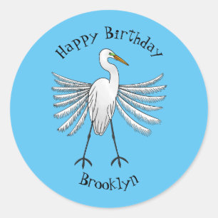 Sticker Rond Illustration de dessin d'oiseau de grand feu