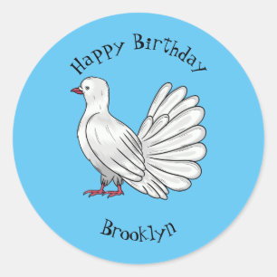 Sticker Rond Illustration de dessin d'oiseau pigeon sauvage
