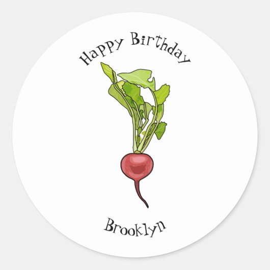 Sticker Rond Illustration de dessin Radish (Devant)