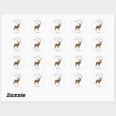Sticker Rond Illustration de dessin sur le cerf (Feuille)