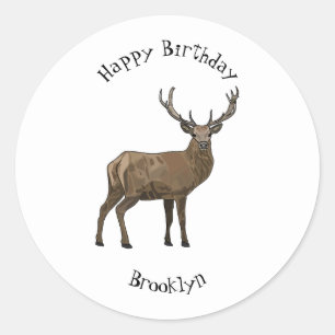 Sticker Rond Illustration de dessin sur le cerf