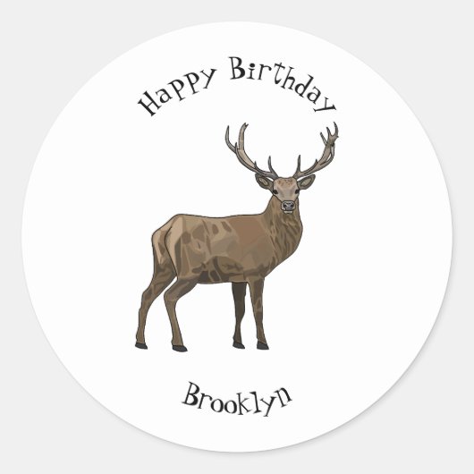 Sticker Rond Illustration de dessin sur le cerf (Devant)