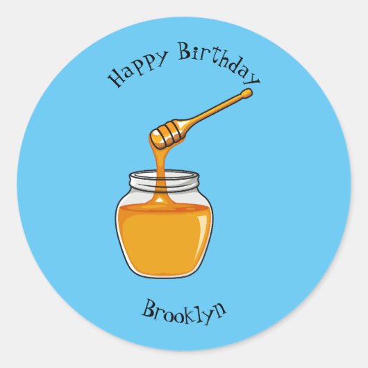 Sticker Rond Illustration de dessin sur le miel (Devant)