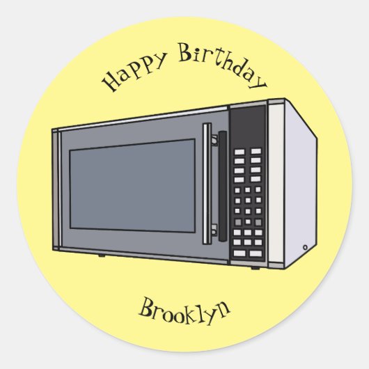Sticker Rond Illustration de dessin sur micro-ondes (Devant)