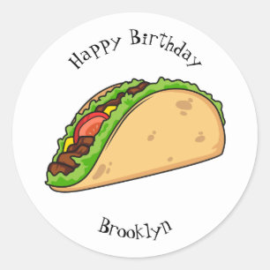 Sticker Rond Illustration de dessin sur Taco
