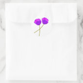 Sticker Rond Illustration de deux fleurs de pavot violet Lilac (Sac)