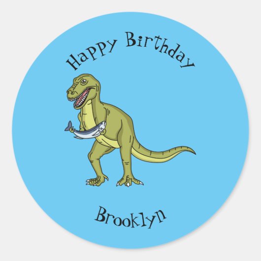 Sticker Rond Illustration de dinosaure T rex drôle (Devant)