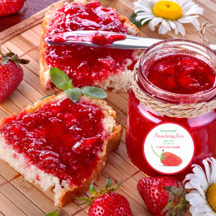 Sticker Rond Illustration de fraise pour confiture