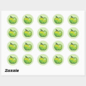 Sticker Rond Illustration de fruits de pomme de dessin vert (Feuille)