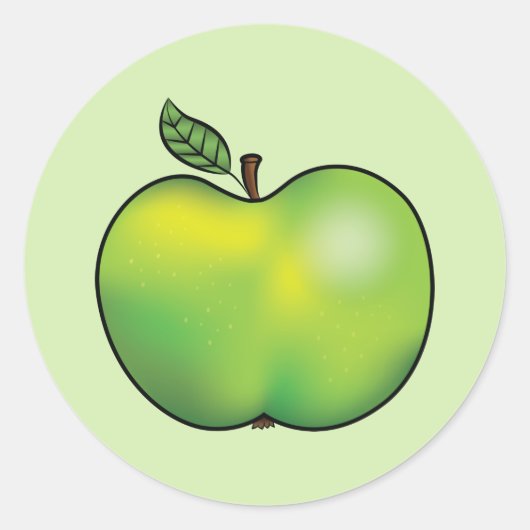 Sticker Rond Illustration de fruits de pomme de dessin vert (Devant)