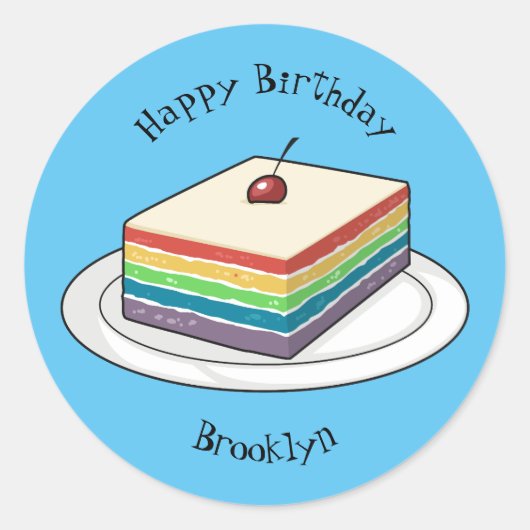 Sticker Rond Illustration de gâteau arc-en-ciel (Devant)