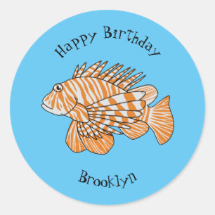 Sticker Rond Illustration de Happy lionfish