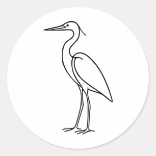 Sticker Rond Illustration de héron au trait – Illustration d'oi