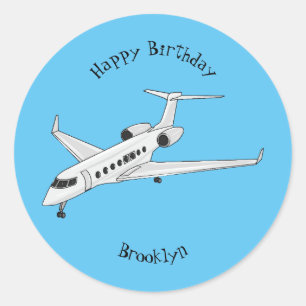 Sticker Rond Illustration de jet privé