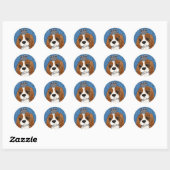 Sticker Rond Illustration de King Charles Spaniel Dog (Feuille)