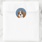 Sticker Rond Illustration de King Charles Spaniel Dog (Sac)