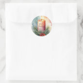 Sticker Rond Illustration de la bougie de Noël de l'aquarelle (Sac)