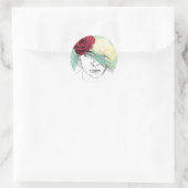 Sticker Rond illustration de la fille vintage (Sac)