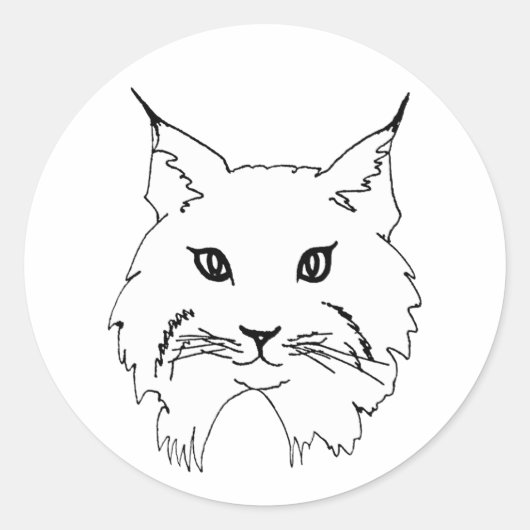 Sticker Rond Illustration de la ligne faciale Bobcat Wild (Devant)