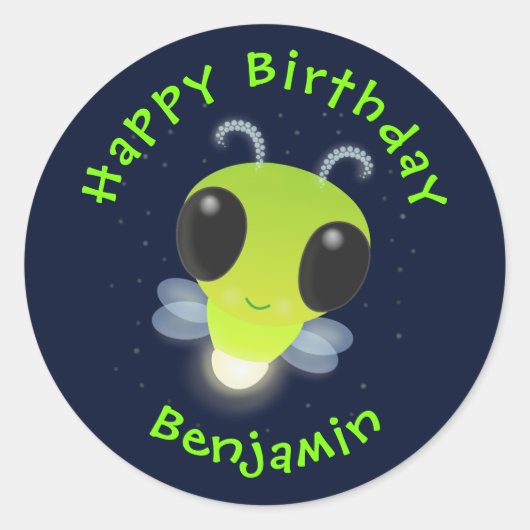 Sticker Rond Illustration de la luciole vert mou (Devant)