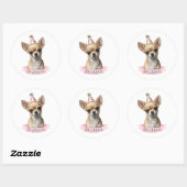 Sticker Rond Illustration de la mite blanche rose Chihuahua (Feuille)