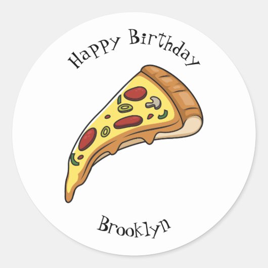 Sticker Rond Illustration de la pizza (Devant)