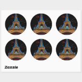 Sticker Rond Illustration de la Tour Eiffel - Paris, France (Feuille)