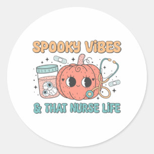 Sticker Rond Illustration de la vie de l'infirmière d'Halloween