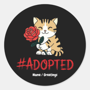 Sticker Rond Illustration de l'amour pour les chats adoptés ave