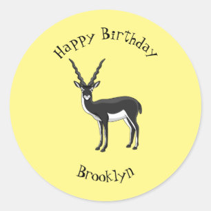 Sticker Rond Illustration de l'antilope Blackbuck