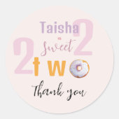 Sticker Rond Illustration de l'aquarelle de Donut rose Lilac (Devant)