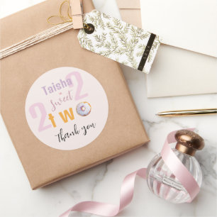 Sticker Rond Illustration de l'aquarelle de Donut rose Lilac