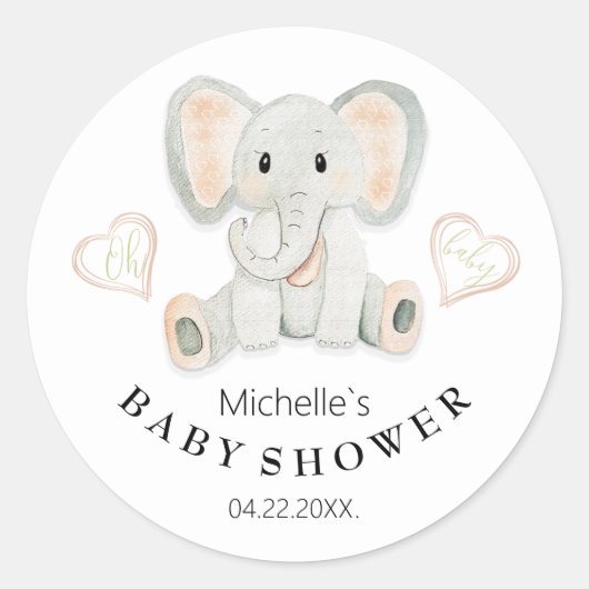 Sticker Rond Illustration de l'aquarelle des éléphants de print (Devant)