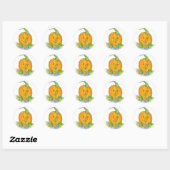 Sticker Rond Illustration de l'aquarelle Jack-O-Lantern Citroui (Feuille)