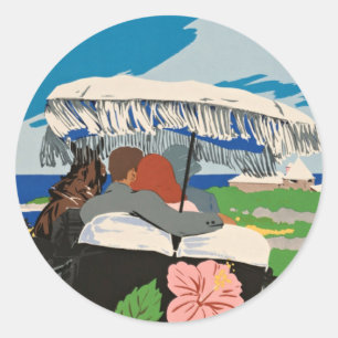 Sticker Rond Illustration de l'art de voyage des Bermudes vinta