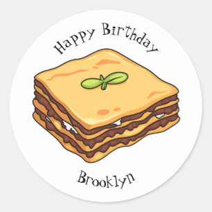 Sticker Rond Illustration de Lasagna