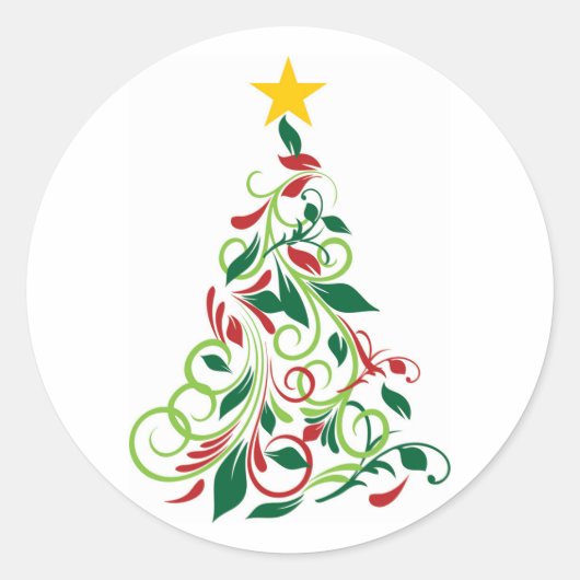 Sticker Rond Illustration de l'élégant arbre de Noël moderne (Devant)