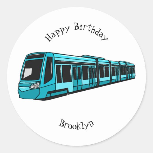 Sticker Rond Illustration de locomotive électrique (Devant)