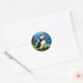 Sticker Rond Illustration de Macareux des mers (Enveloppe)